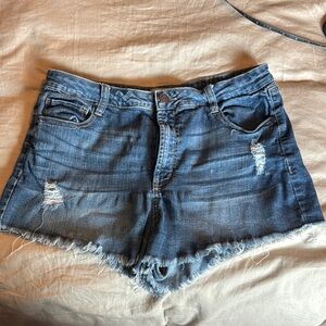 Refuge Blue Distressed Jean Shorts